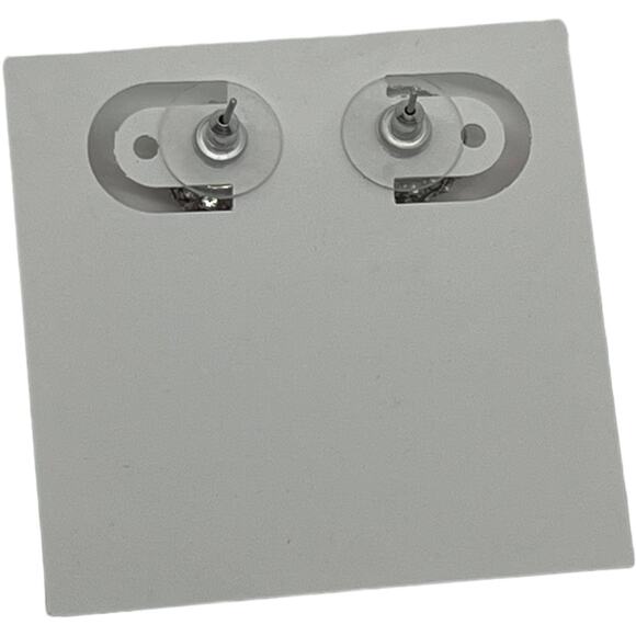 Prom Wedding Jeweled Silver Statement Stud Earrings, 0.5" x 0.5" - Picture 7 of 7